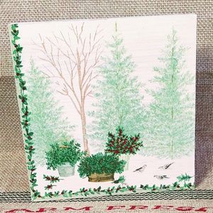 HANDCRAFTED TIERED TRAY DECOR/MINI WOOD SIGN/CHRISTMAS WOODS DECOUPAGE DECOR